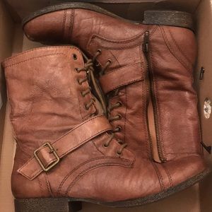 Nine West Combat Boots with fake front buckle